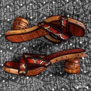 Vintage wood sole shoes